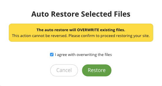 Screenshot auto restore files