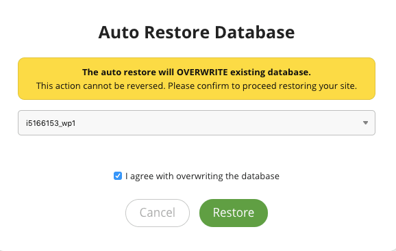 Restore database backup