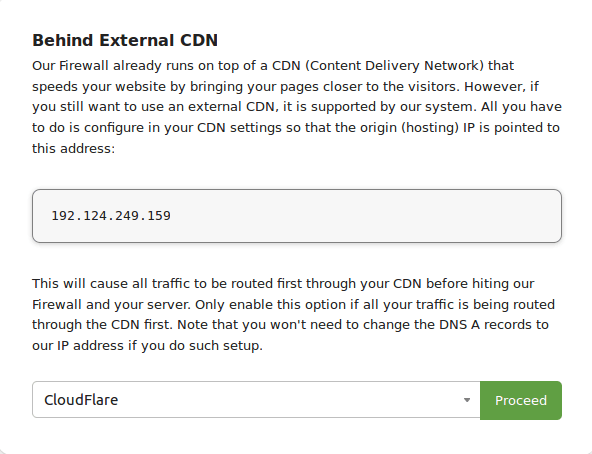 Sucuri Firewall External CDN Settings