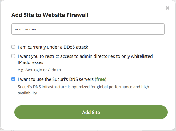 Add Site to Website Firewall