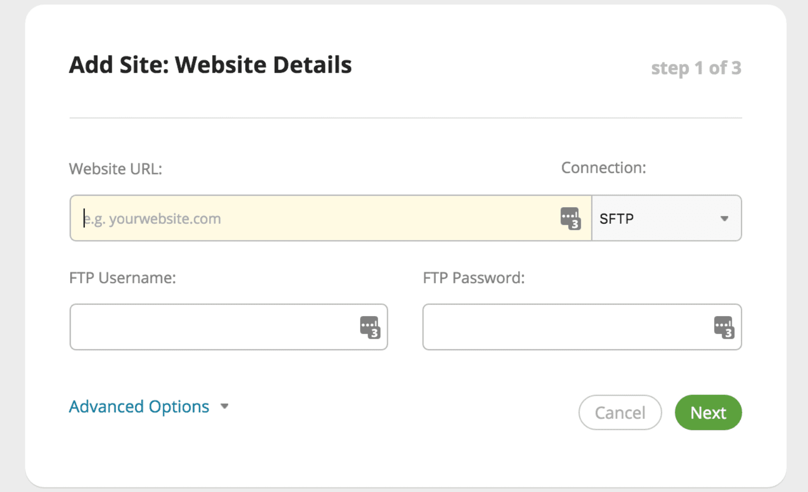 Screenshot FTP information