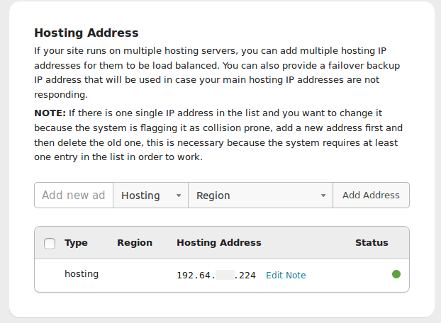 Hosting Address