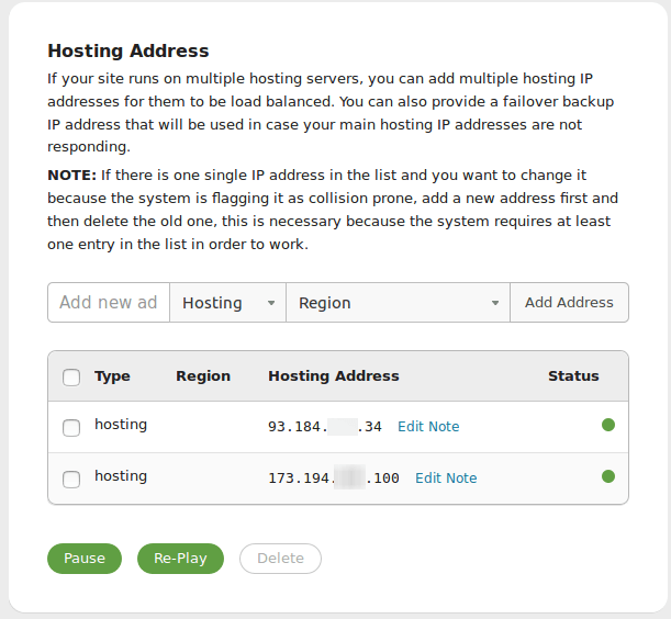 Multiple Hosting IPs