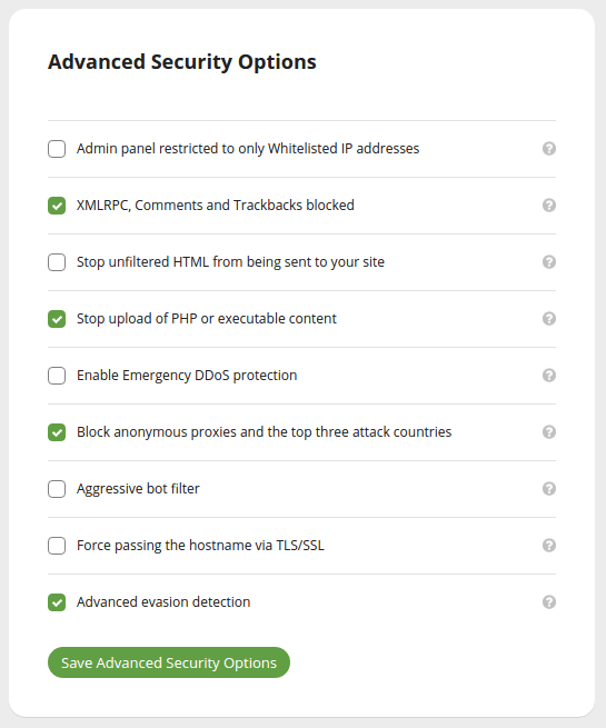 Advanced Security Options